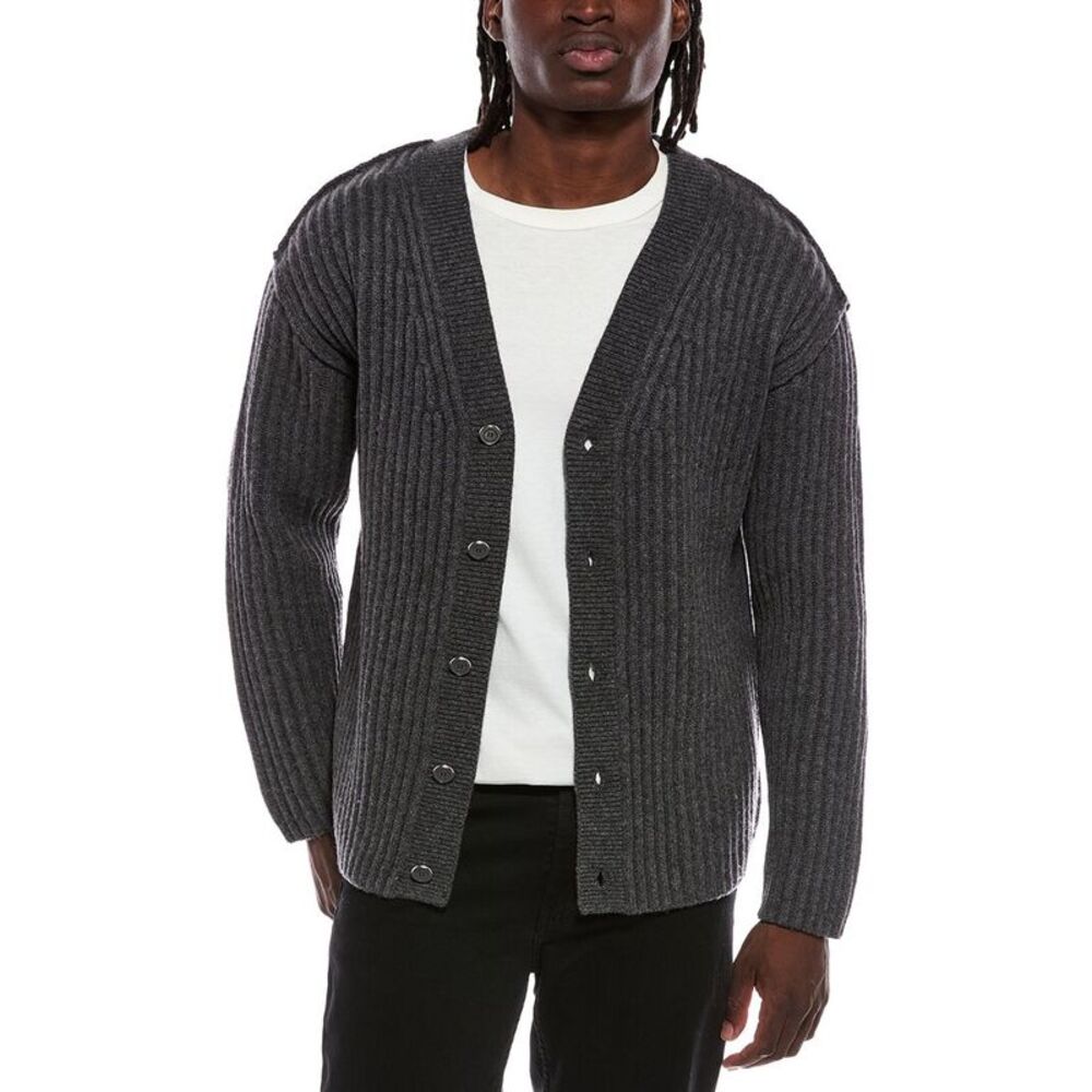 Helmut Lang Mens  Wool-Blend Cardigan, Gray